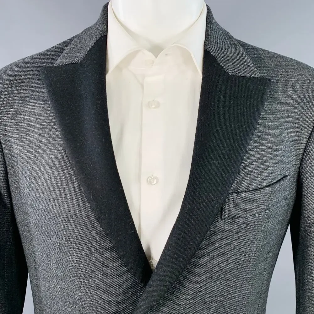 DIRK BIKKEMBERGS Size 36 Grey Black Polyester Wool Peak Lapel Sport Coat